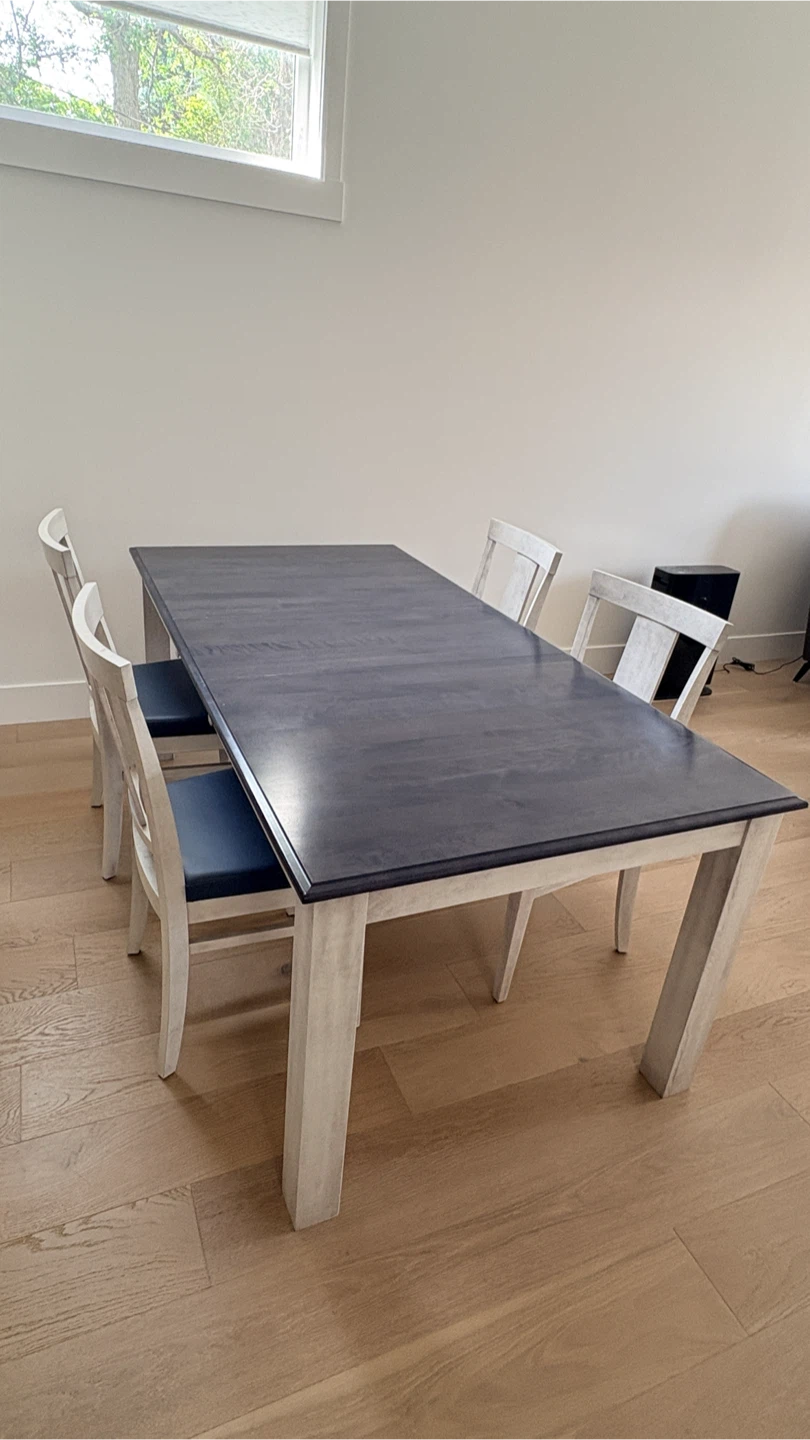 [Like New] Blue and White Extendable Dinning Table and Chairs