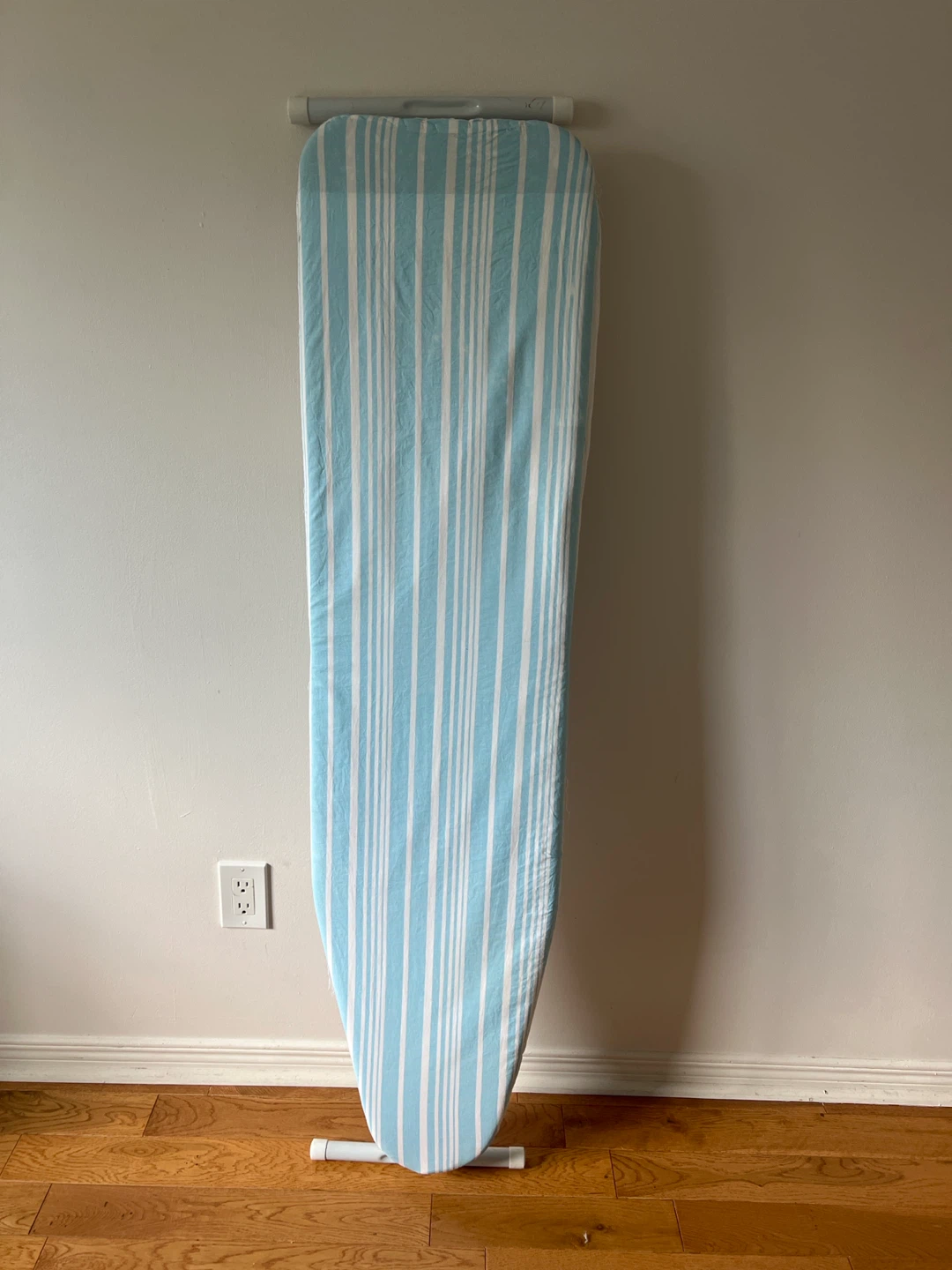 Wall Mounted Ironing Board with Blue and White Stripes