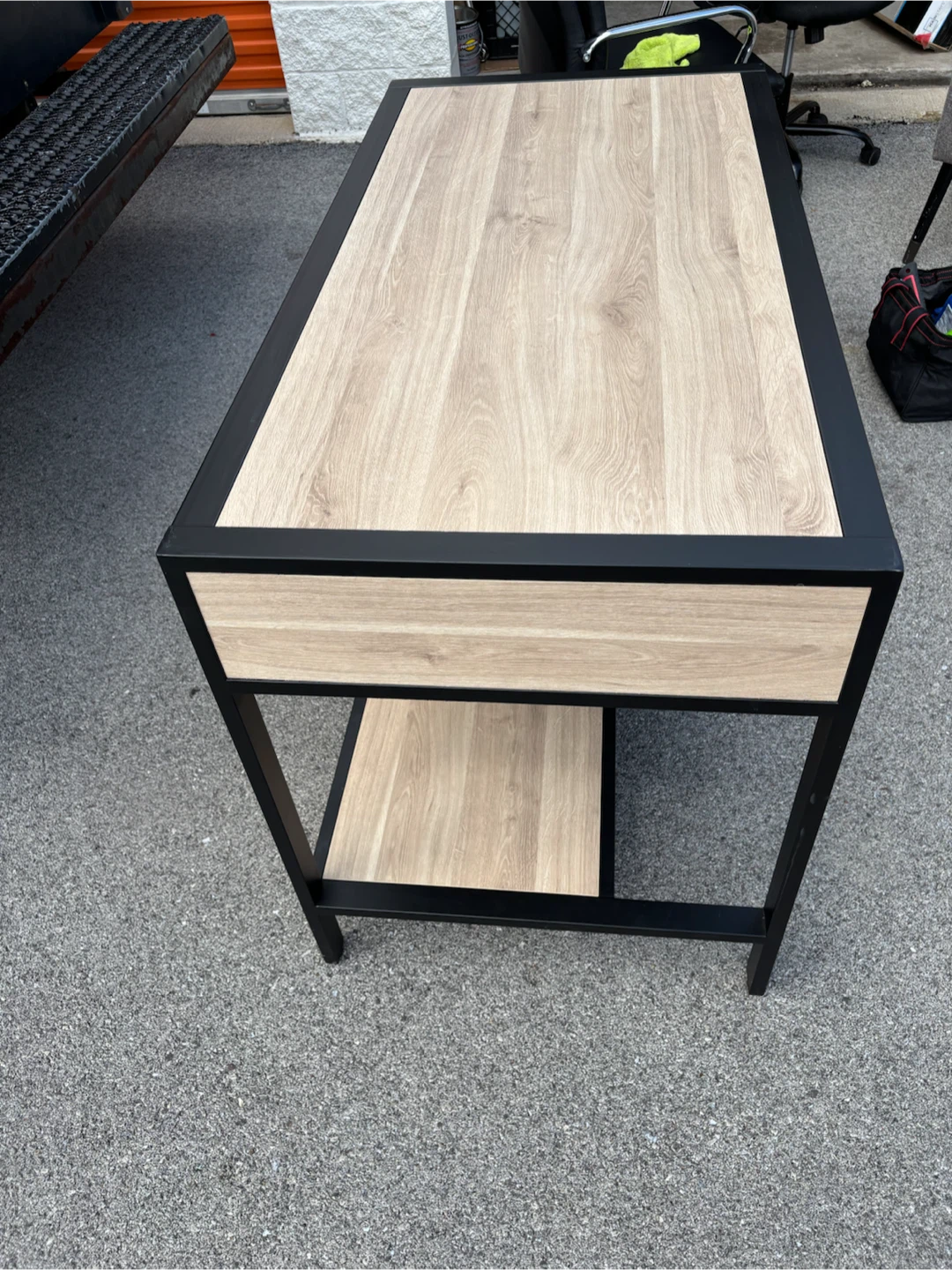 Wood and Black Metal Console Table with Drawers - photo 2