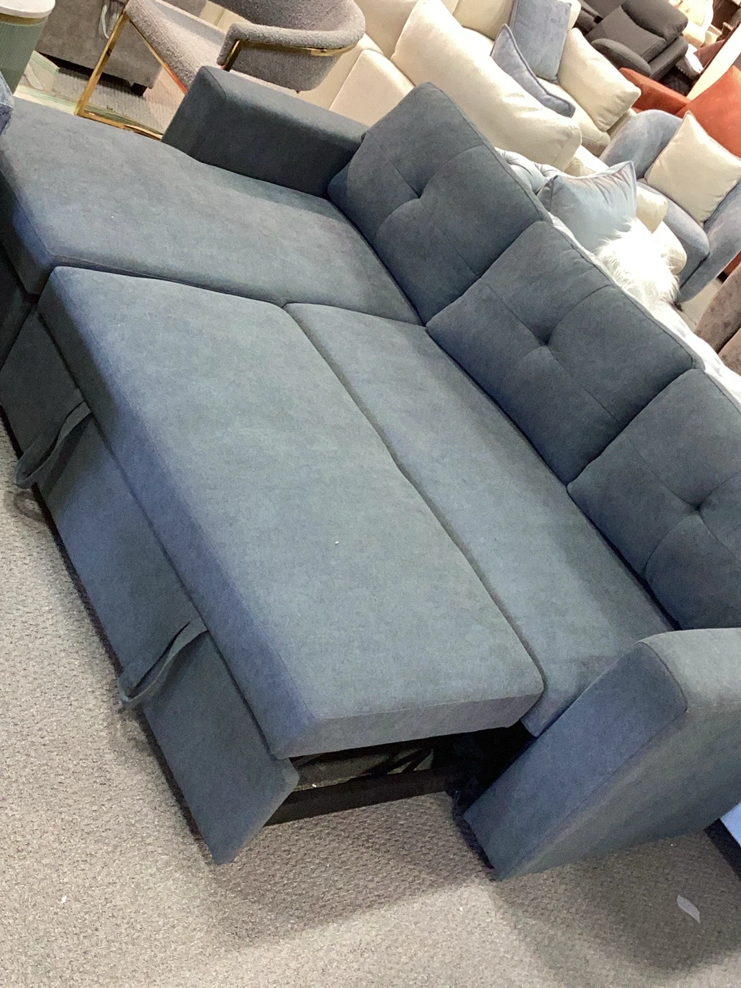 Grey Sectional Sofa with Pull-out Bed