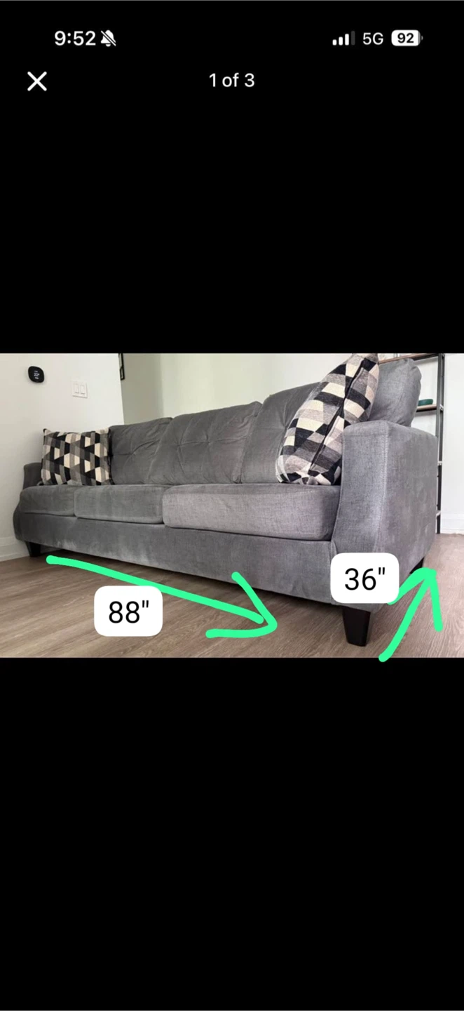 Grey Sofa with Accent Pillows - photo 2