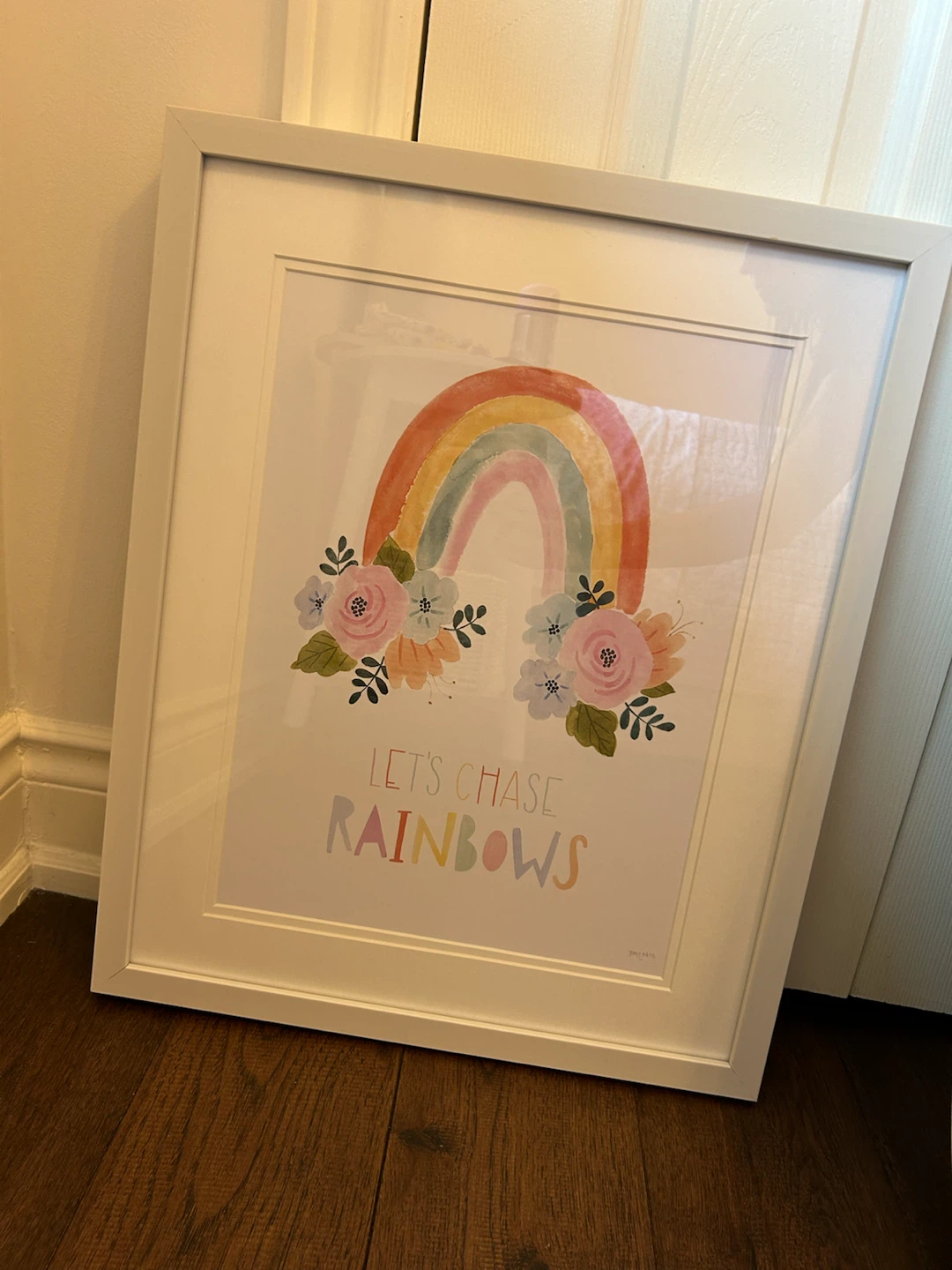 Framed "Let's Chase Rainbows" Wall Art