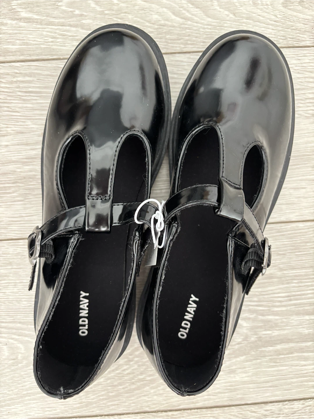 Old Navy Black Patent T-Strap Flats - Size 6