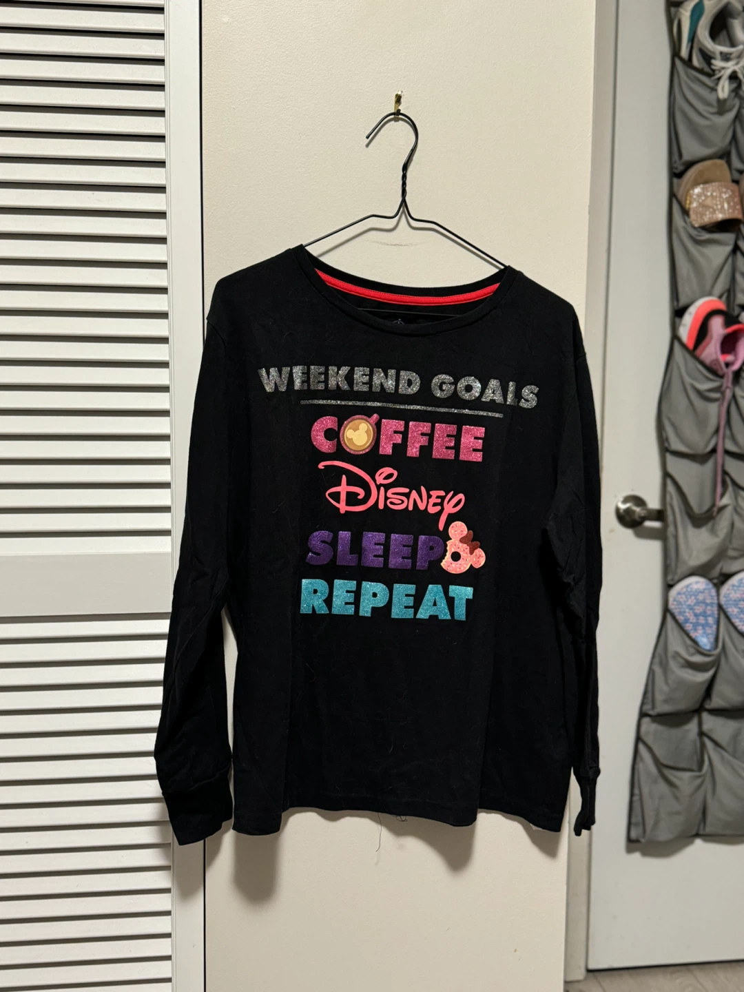 Black Disney Weekend Goals Coffee Sleep Repeat Long Sleeve Shirt