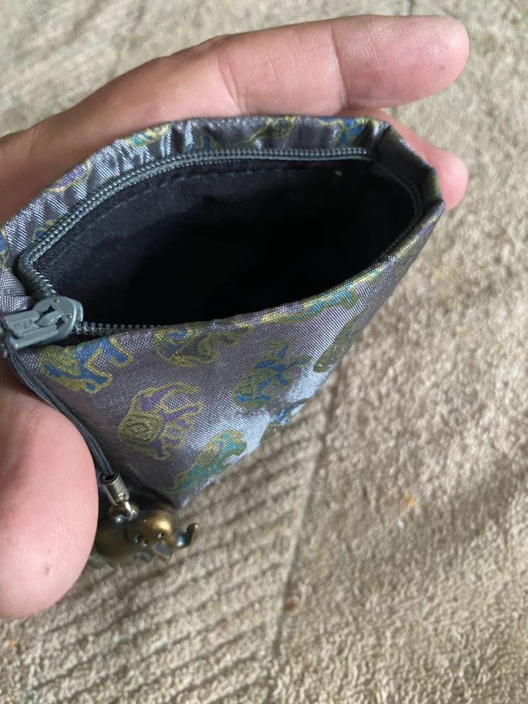 Small Grey Elephant Print Pouch with Charm - photo 2