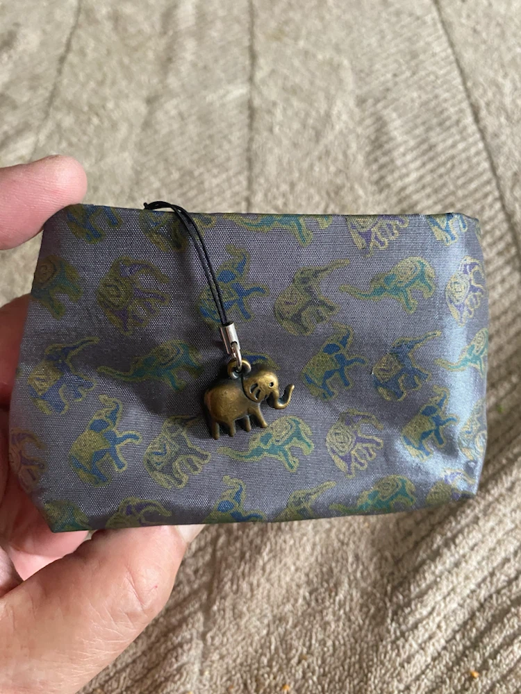 Small Grey Elephant Print Pouch with Charm - photo 3