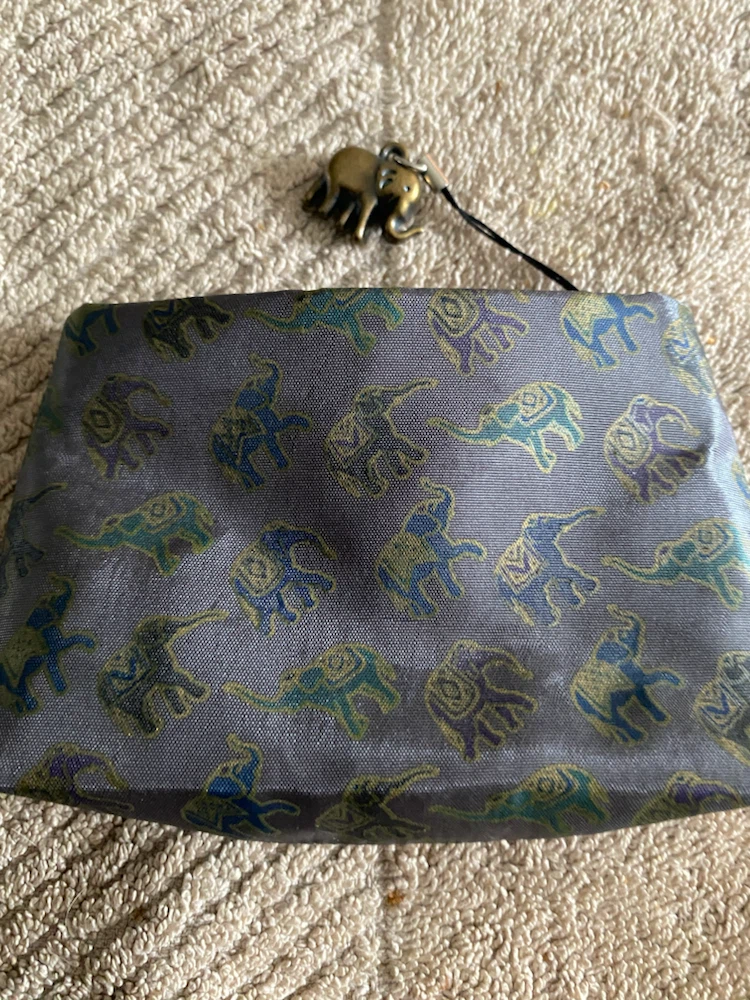 Small Grey Elephant Print Pouch with Charm - photo 4