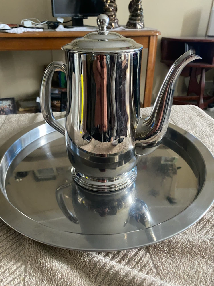 IKEA Stainless Steel Serving Tray with Coffee Pot