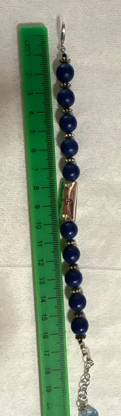 Blue Beaded Bracelet with Cross Charm - photo 2