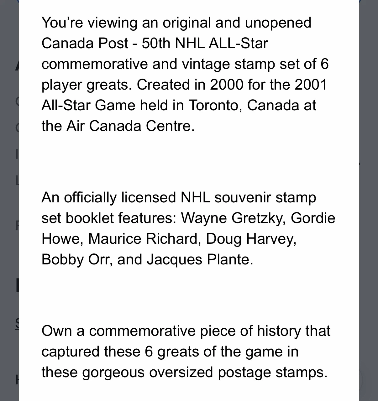 2000 50th NHL All-Star Game Stamp x 2 sets - photo 5