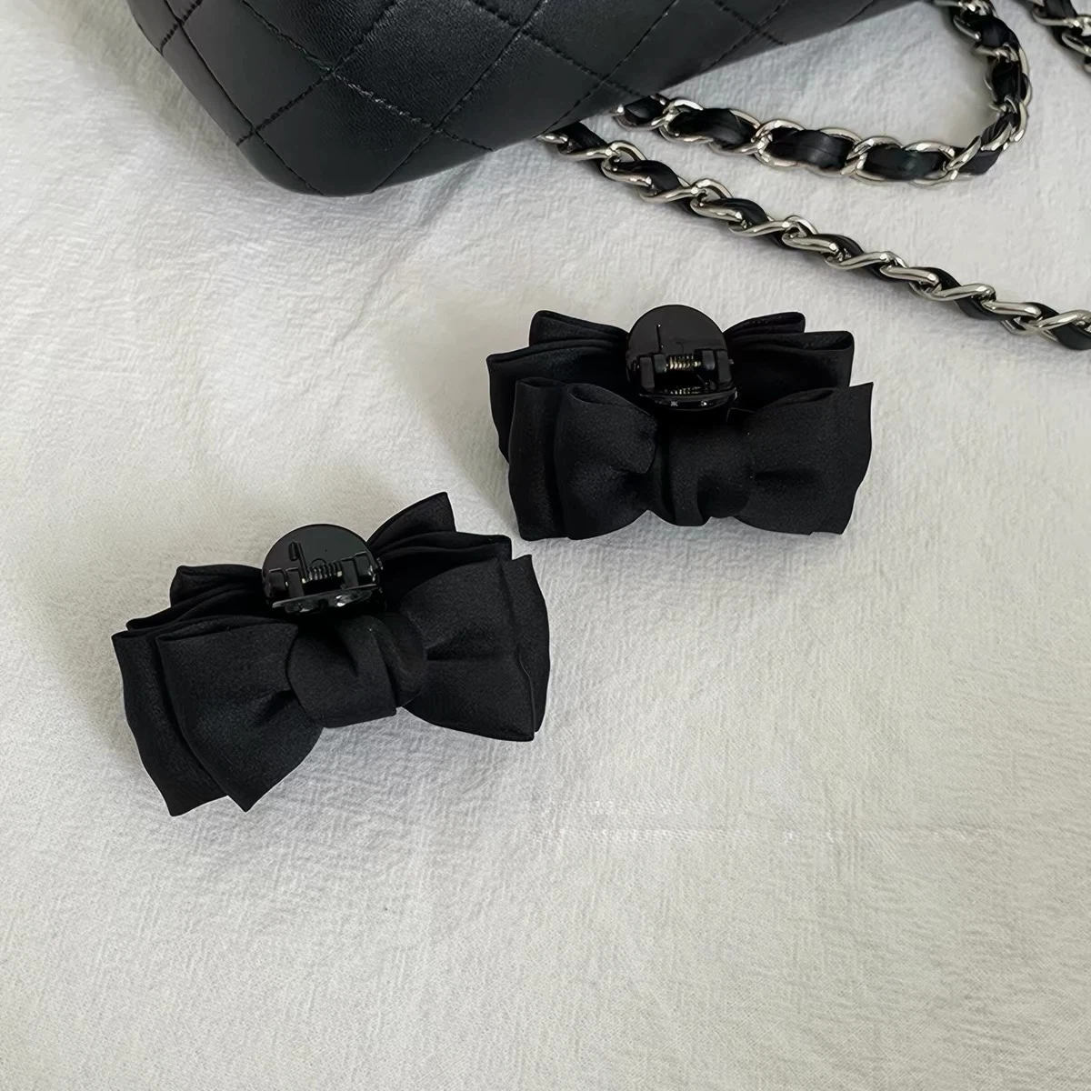 2 Black Bow Hair Claw Clips - photo 4