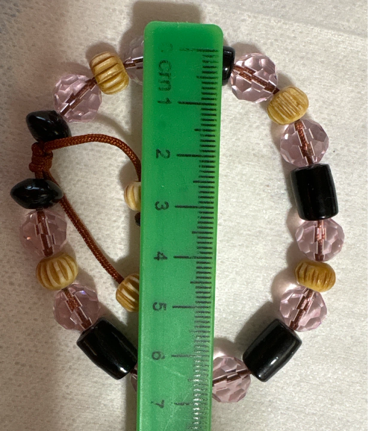 Beaded Bracelet with Pink, Black, and Tan Beads - photo 2