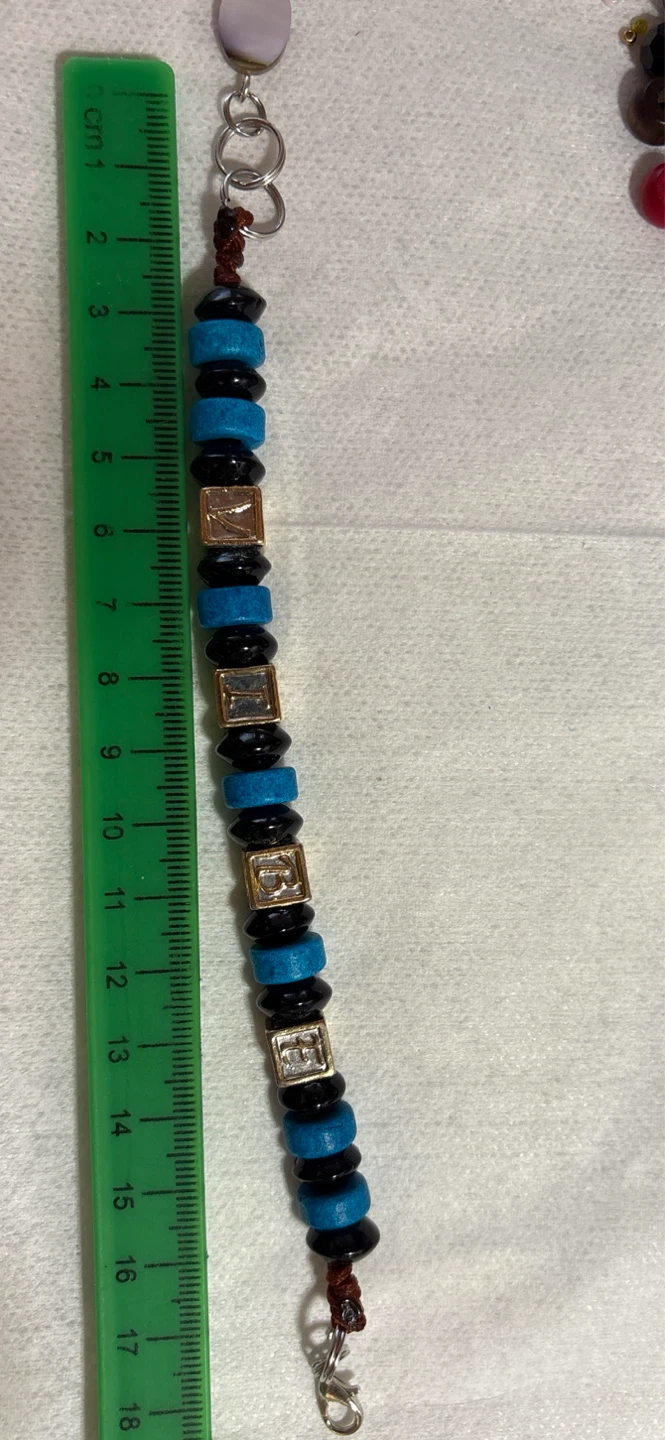 Blue, Black, and GoldBeaded letters( VIBE) Bracelet - photo 2