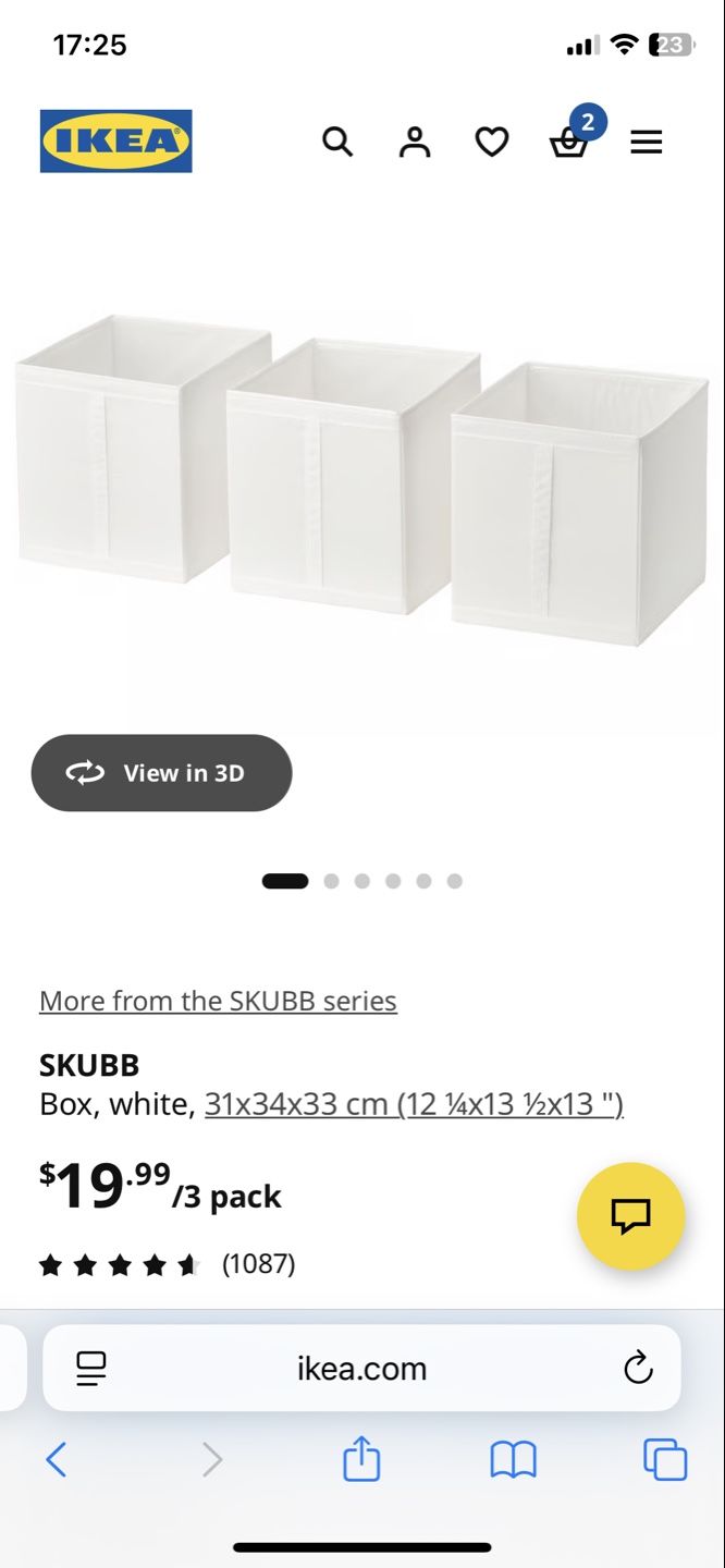 IKEA SKUBB White Storage Boxes - 3 Pack