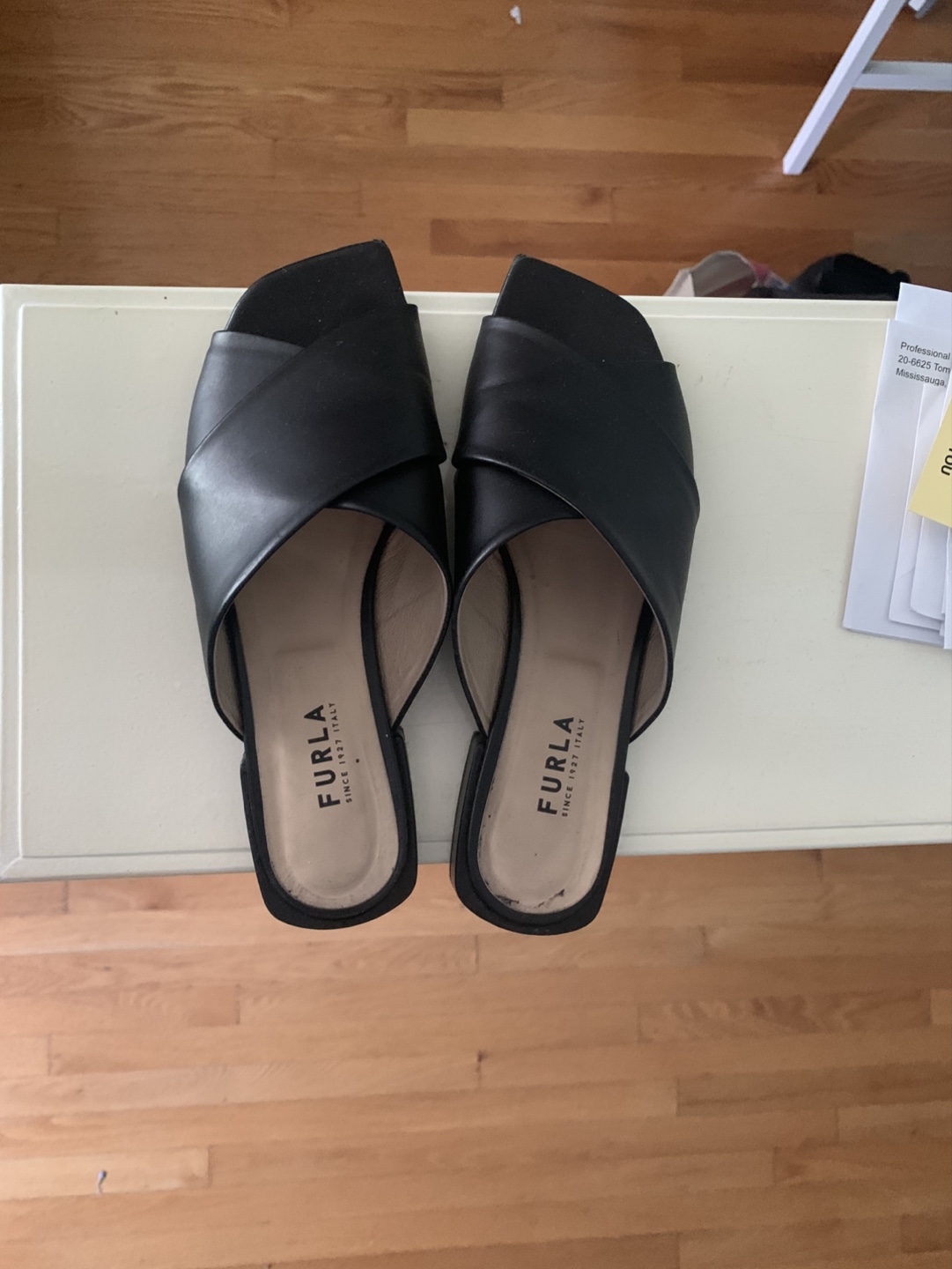 Furla Black Leather Mules Sandals - Size 40