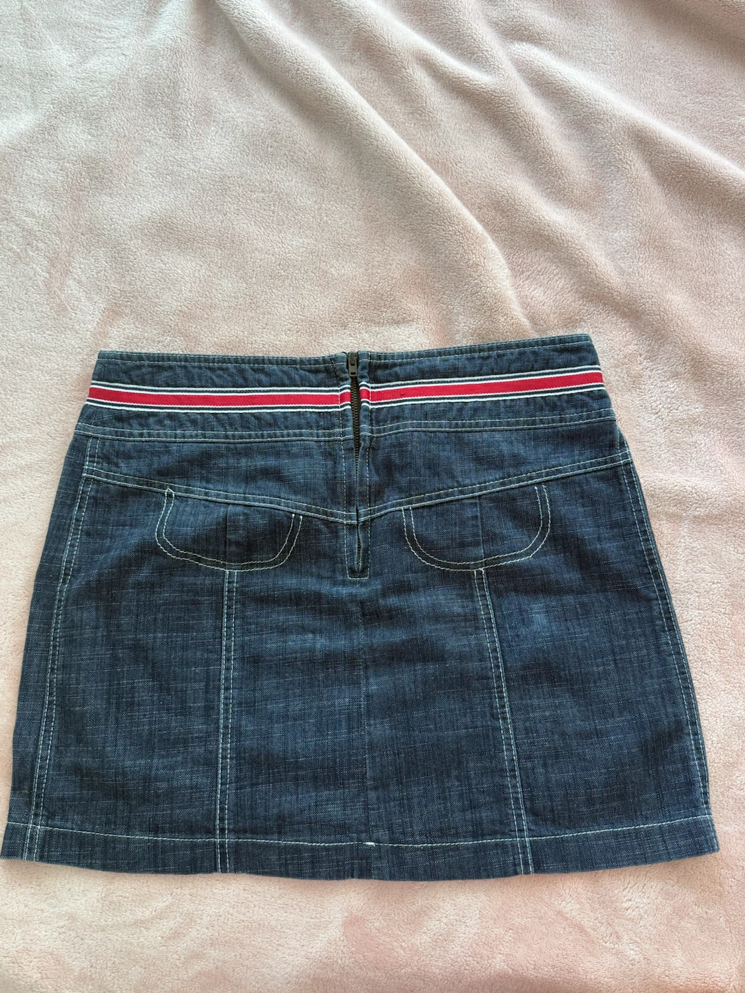 PR Jean Skirt with Red and White Stripe Detail - photo 2