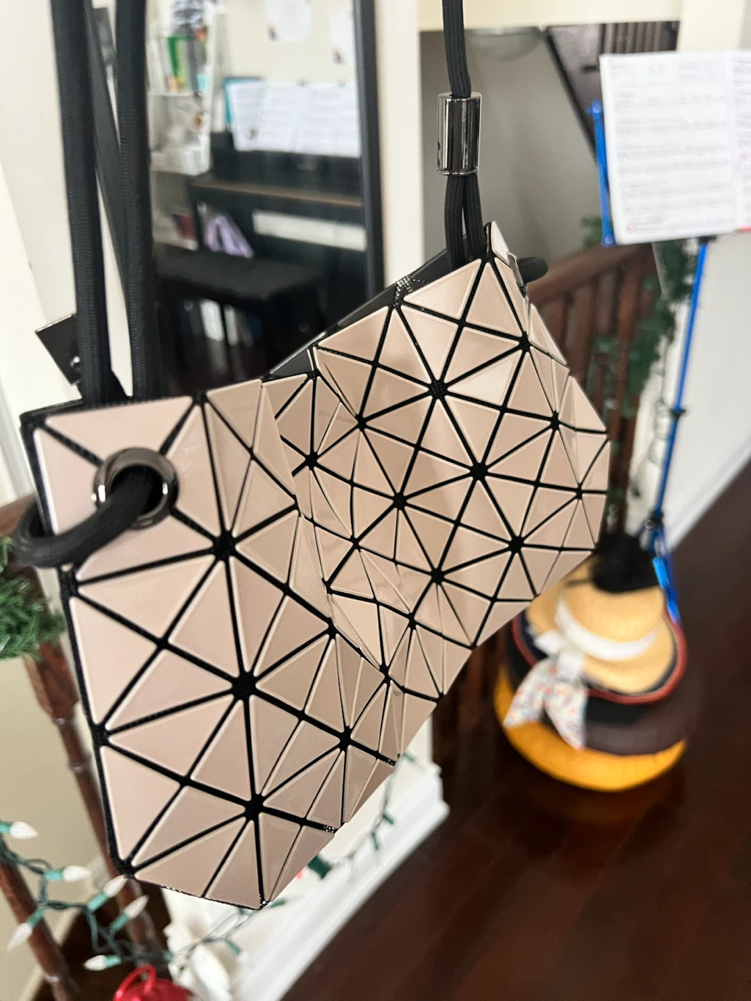 Issey Miyake Prism Tote Bag - Light Pink & Grey