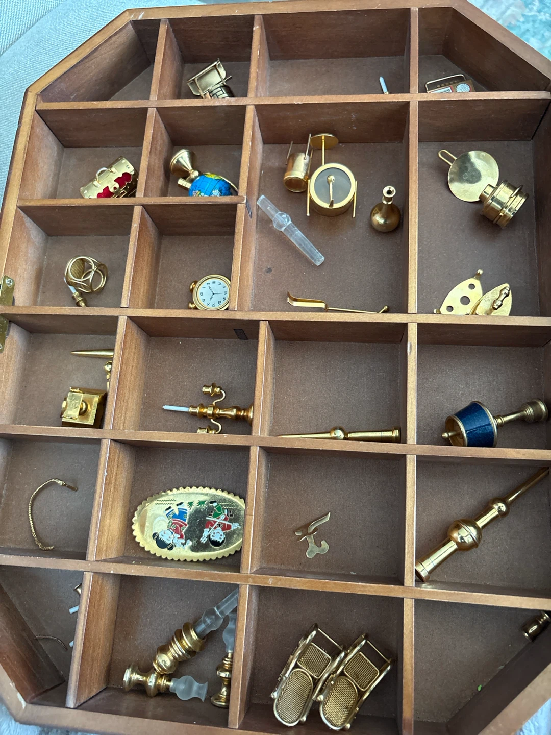 Wooden Display Case with Miniature Collectibles - photo 2