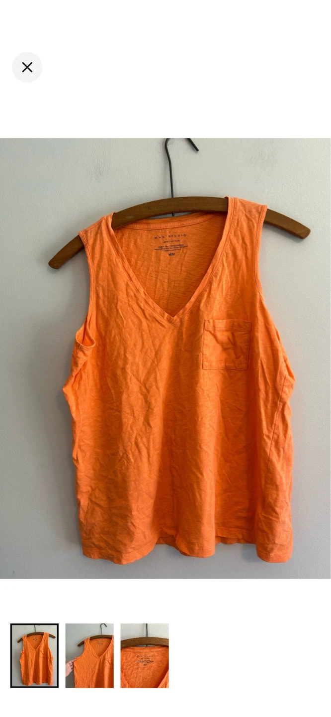Max Studio Orange V-Neck Tank Top M/M