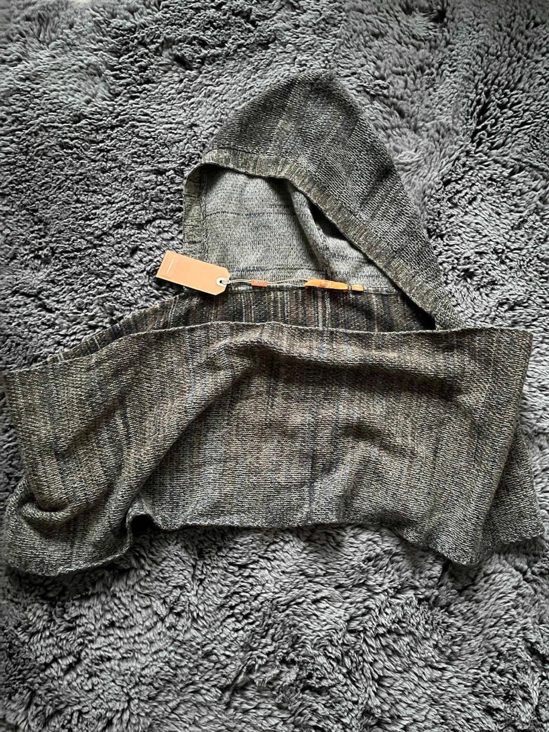 BOSS Grey Melange Knit Hoodie