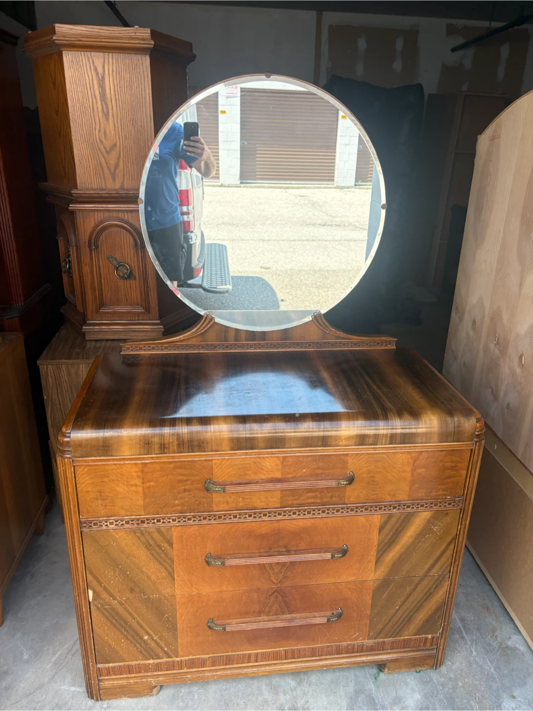 Free delivery antique Vintage 1930s Art Deco Waterfall Dresser