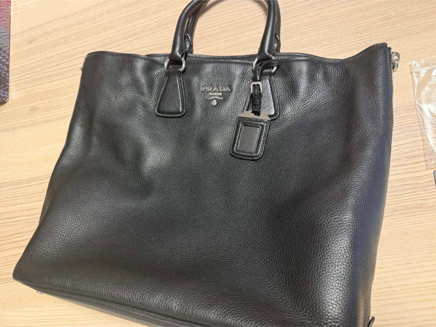 Prada Black Leather Tote Bag