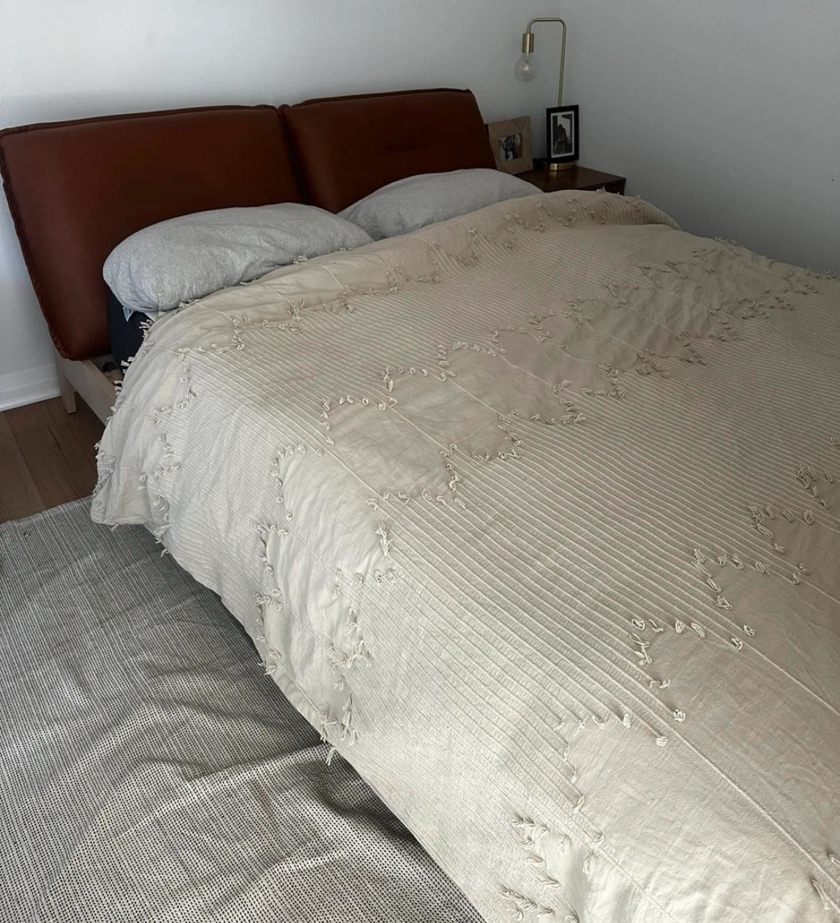 Leather Pillow/Head Board Queen Bedframe