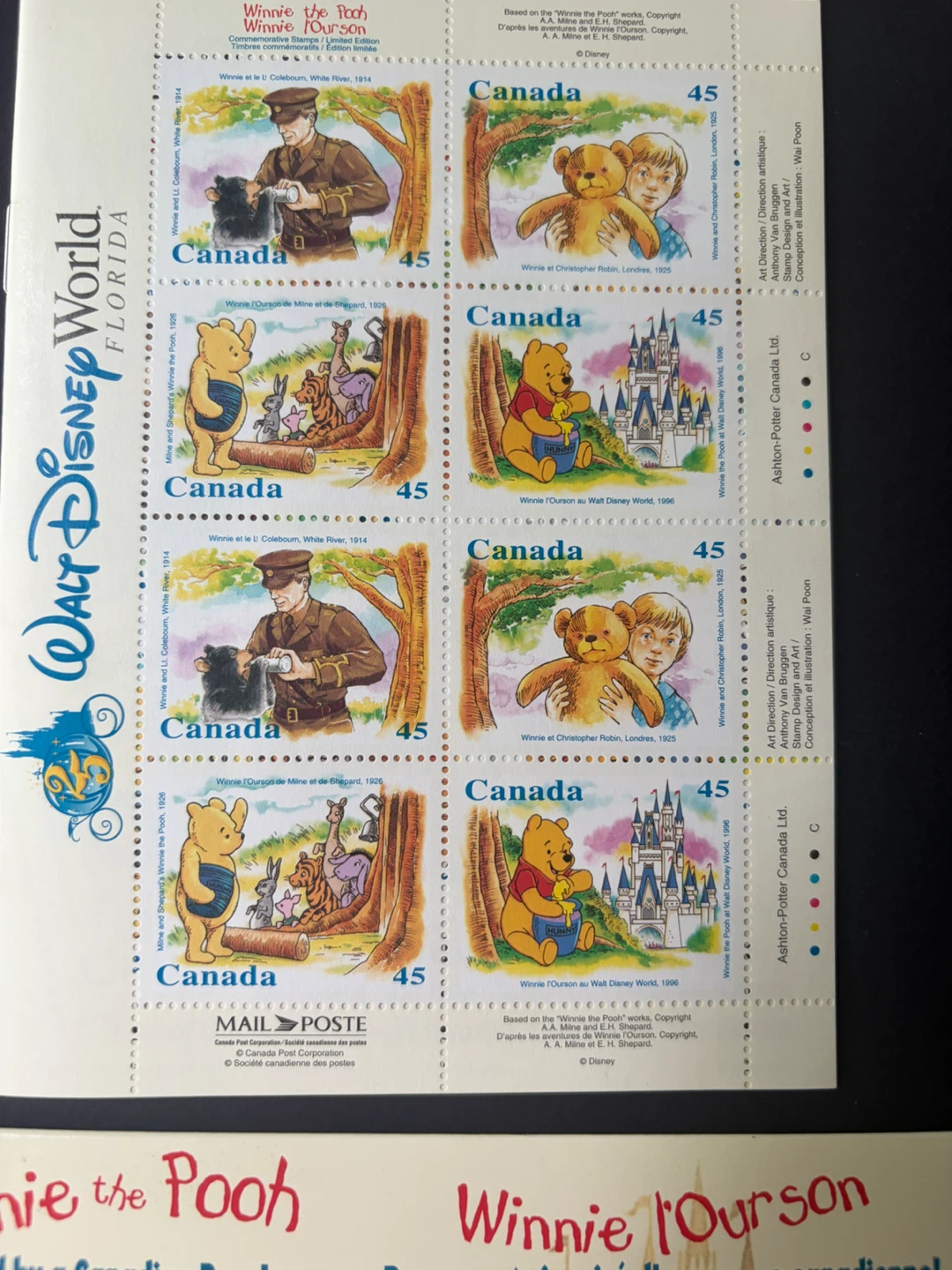 Winnie the Pooh Canada Souvenir Stamp Sheet UNUSED - photo 3