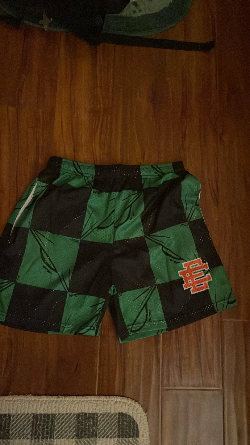 Eric Emanuel EE Basketball Shorts Green Checkerboard