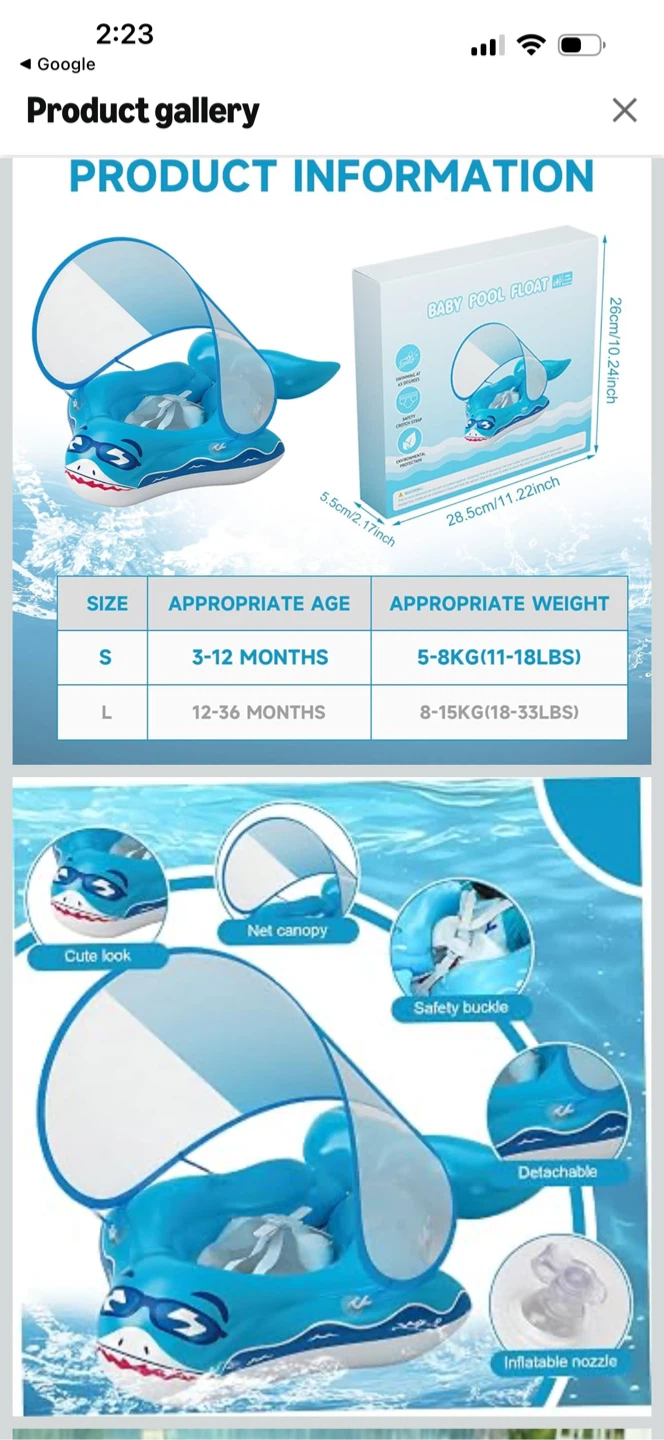 Baby Pool Float with Net Canopy Swimming Ring - photo 4