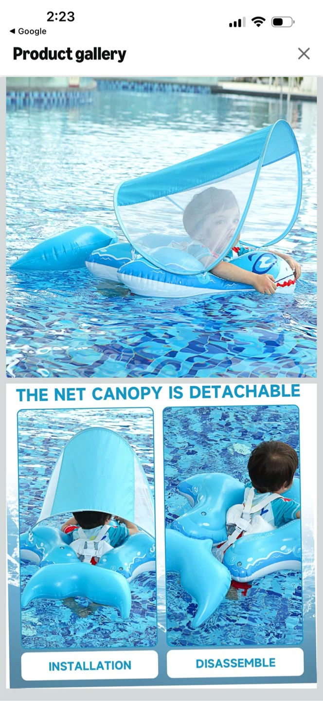 Baby Pool Float with Net Canopy Swimming Ring - photo 5