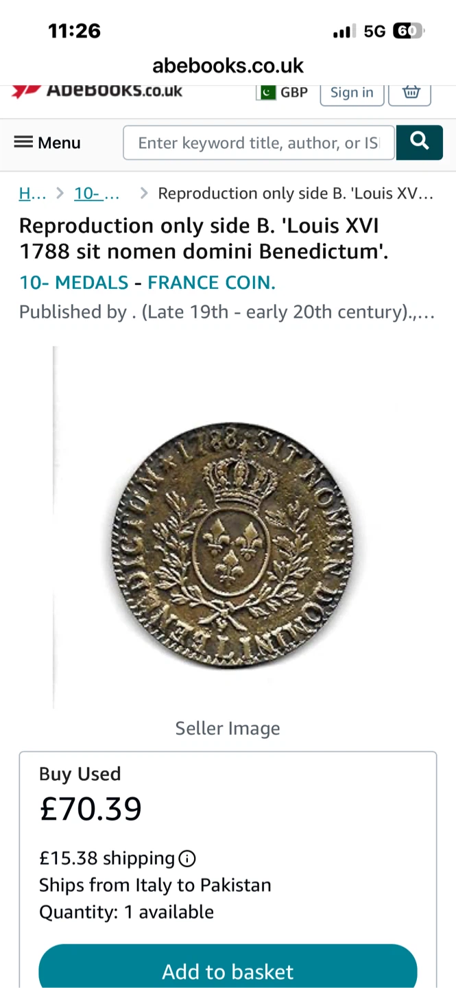 Louis XVI 1788 SIT NOMEN DOMINI BENEDICTUM Reproduction Medal - photo 3