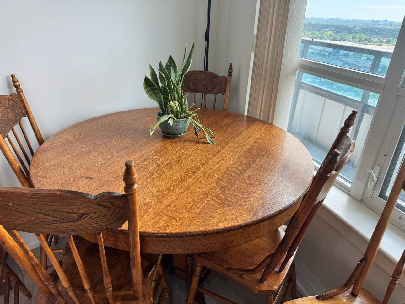 100-Year-Old Antique Solid Oak Dining Set – 6 Chairs