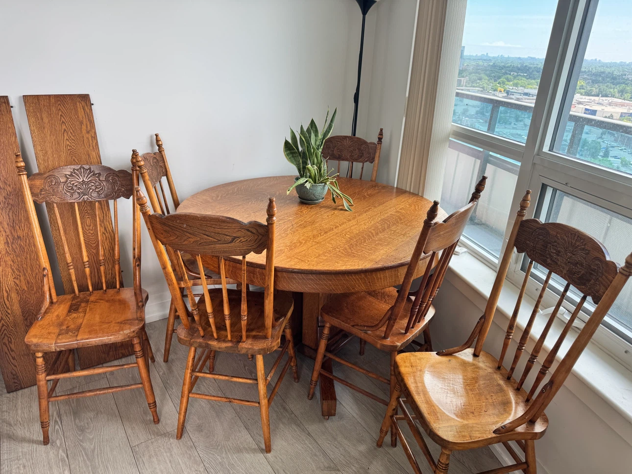 100-Year-Old Antique Solid Oak Dining Set – 6 Chairs - photo 2