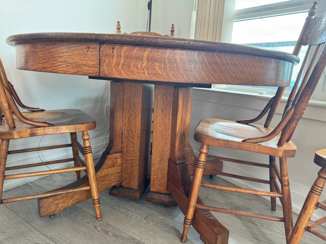 100-Year-Old Antique Solid Oak Dining Set – 6 Chairs - photo 3