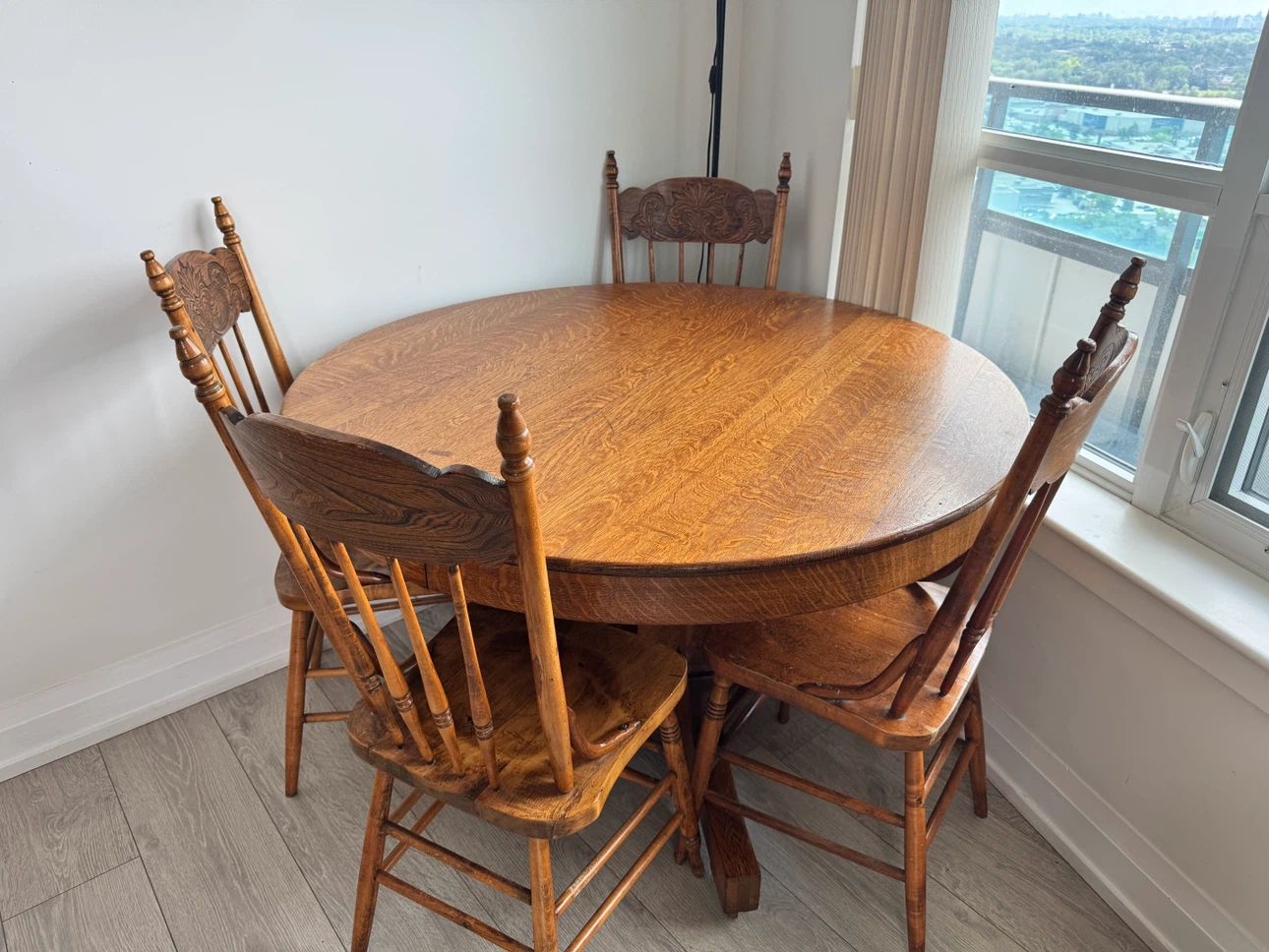 100-Year-Old Antique Solid Oak Dining Set – 6 Chairs - photo 5