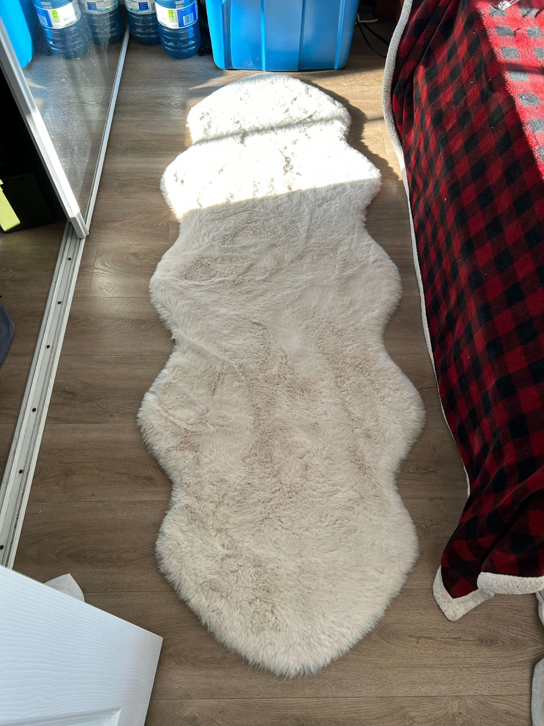 2 x Cream Faux Fur Rug