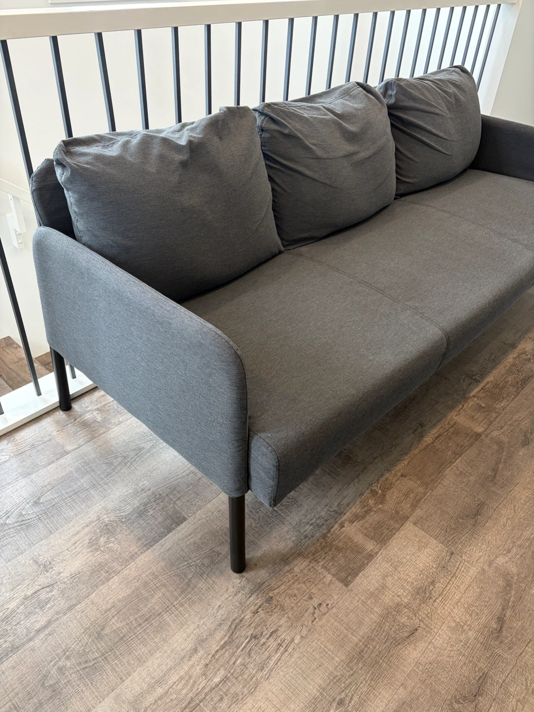 IKEA sofa 3 seats in dark grey colour - photo 2