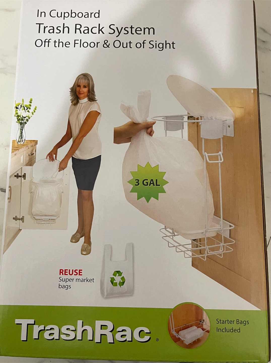 TrashRac In Cupboard Trash Rack System - 3 Gallon