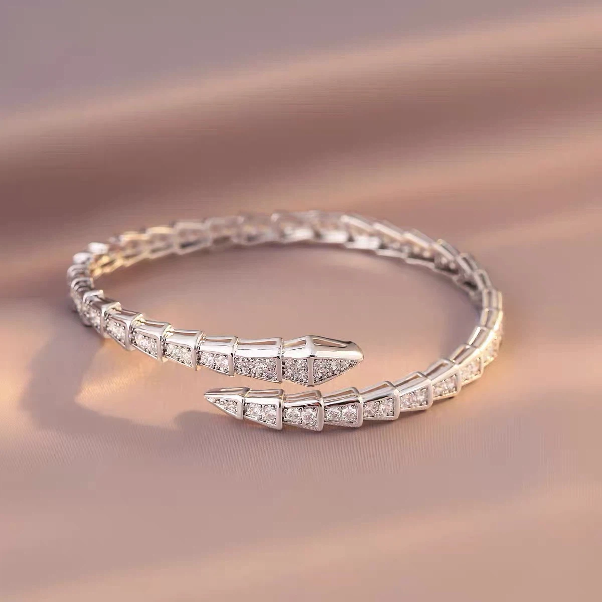 Silver Snake Bracelet with Crystals - photo 2