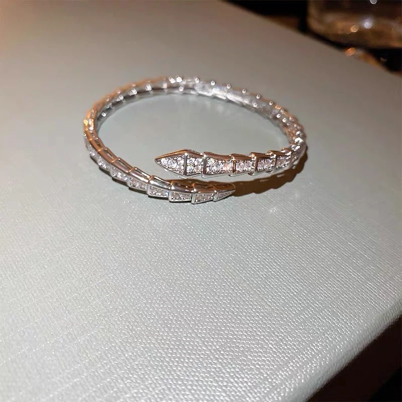 Silver Snake Bracelet with Crystals - photo 3