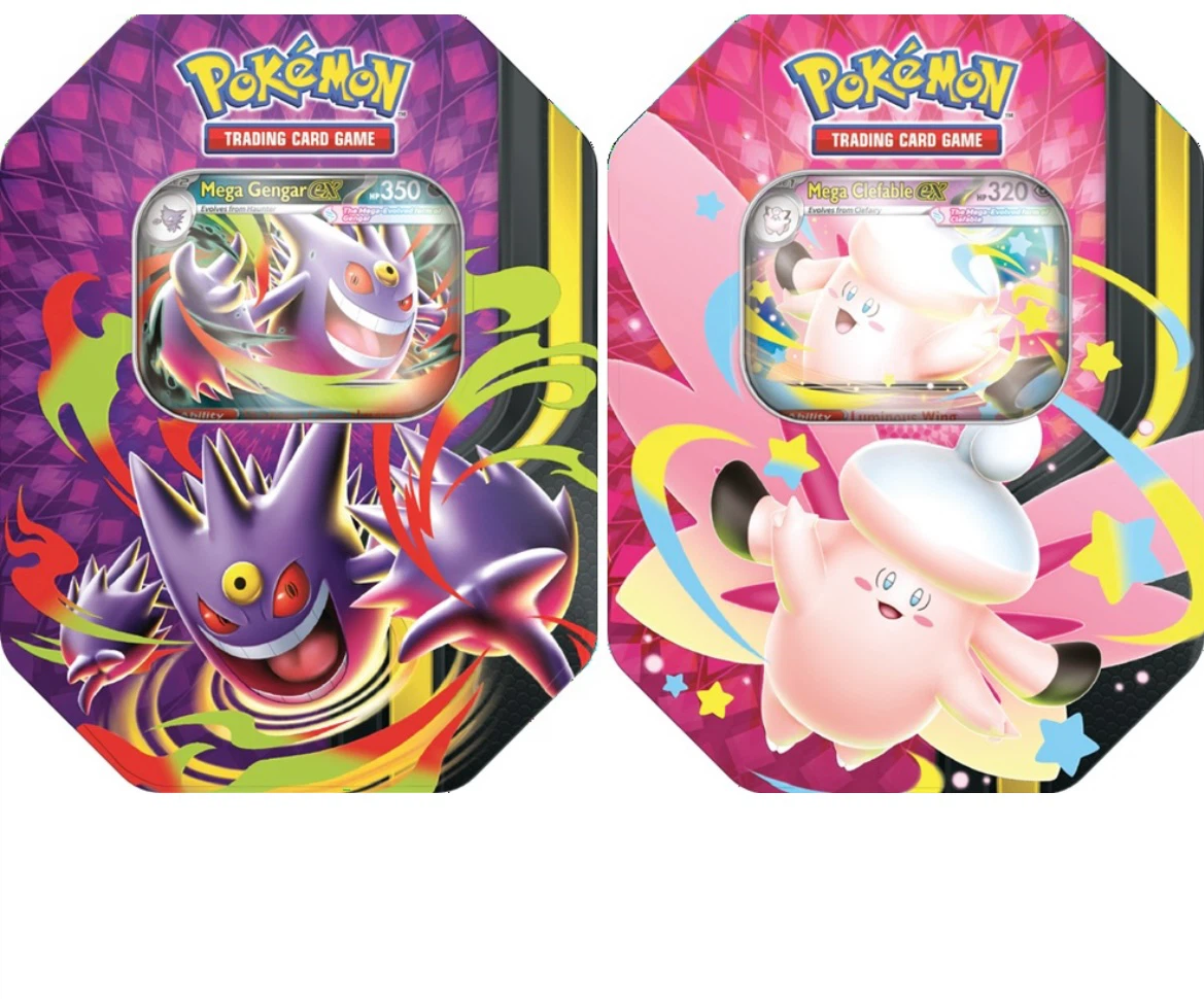 Pokémon Mega Evolution Tins (Mega Gengar EX / Mega Clefable EX)