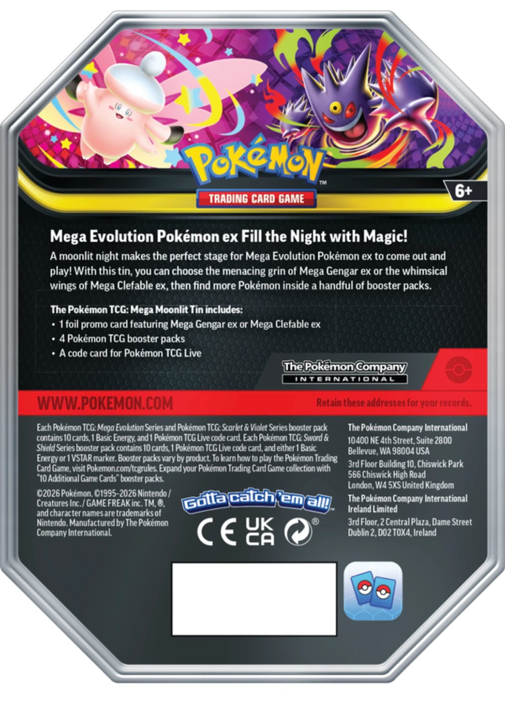 Pokémon Mega Evolution Tins (Mega Gengar EX / Mega Clefable EX) - photo 2