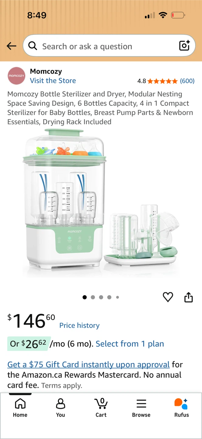 Momcozy Bottle Sterilizer and Dryer