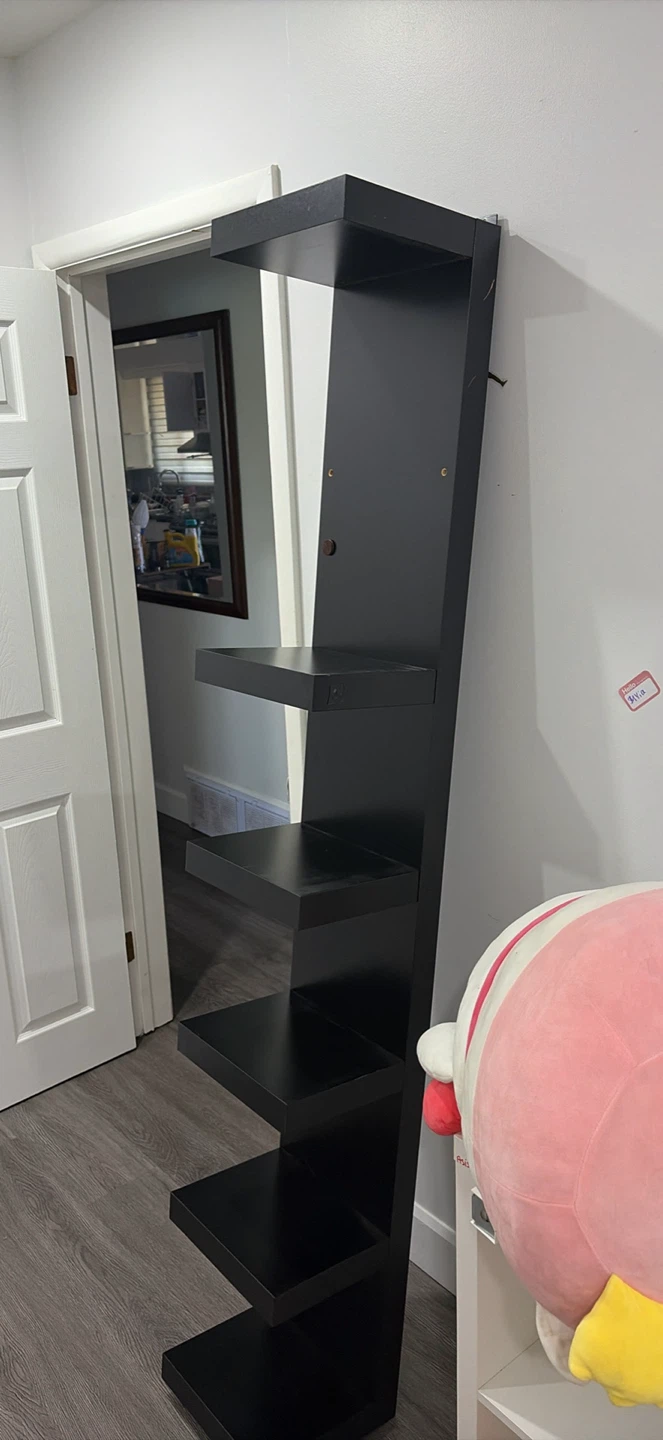 IKEA Black modern shelving unit and chair - photo 3