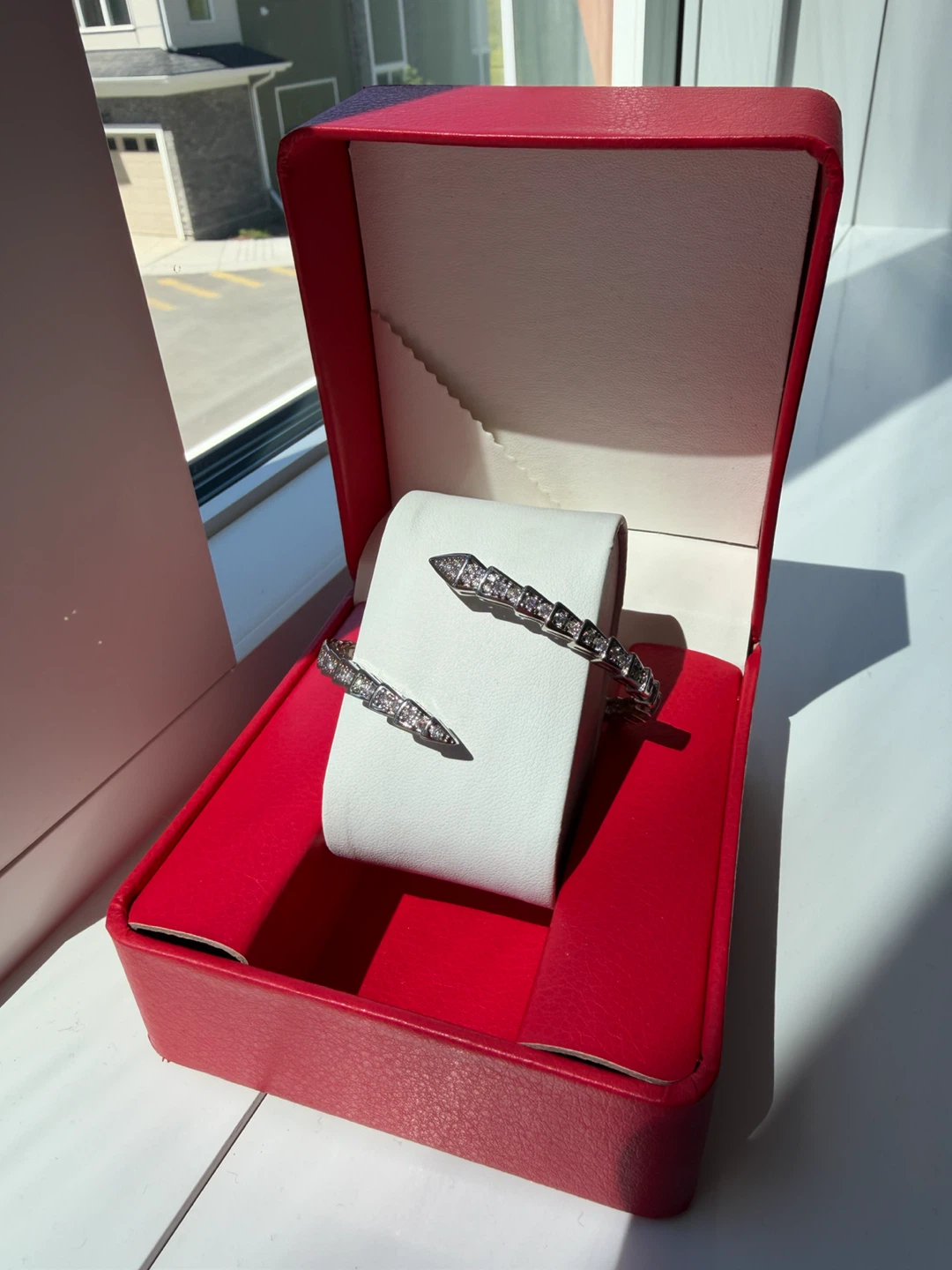Serpentine Bangle Bracelet with Crystals