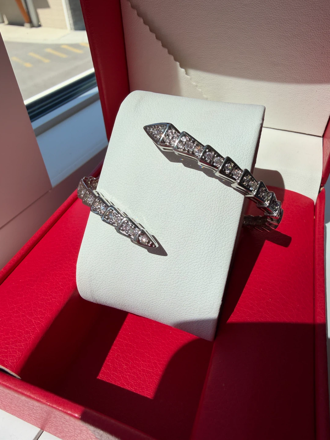 Serpentine Bangle Bracelet with Crystals - photo 2