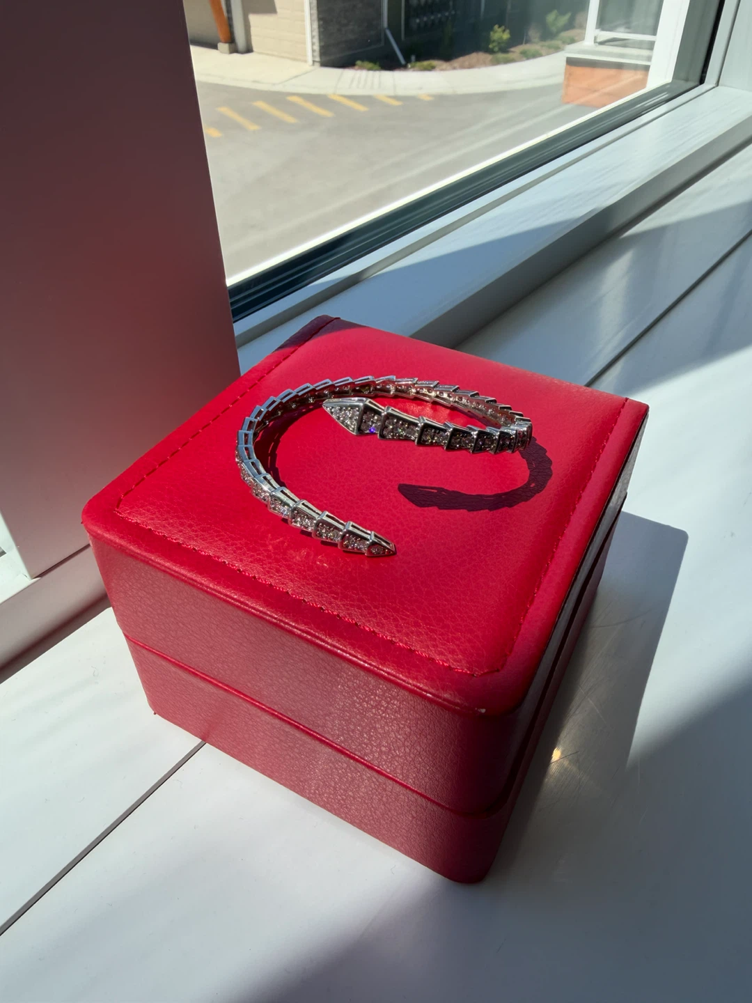 Serpentine Bangle Bracelet with Crystals - photo 3