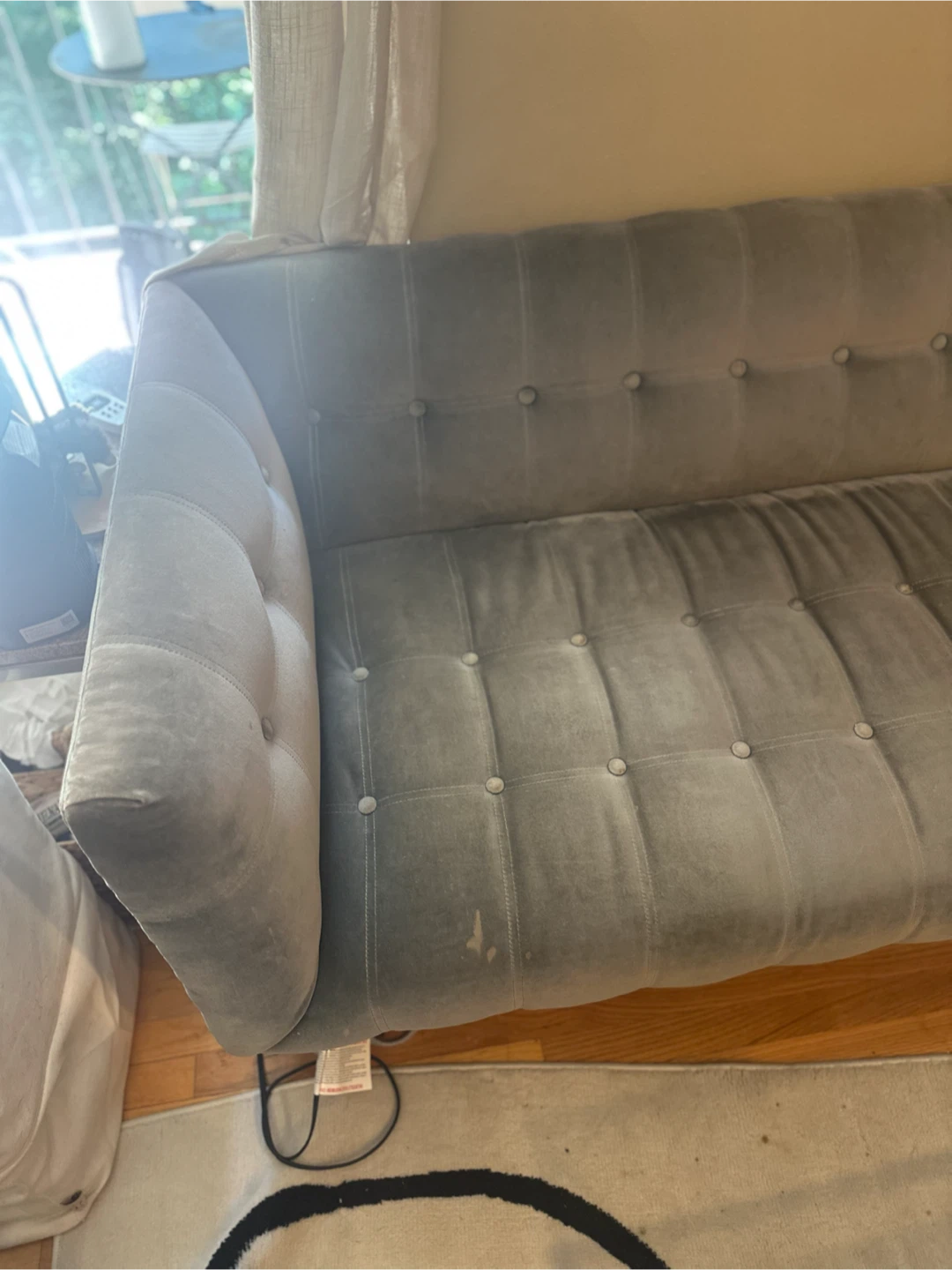 Gray Modern Velvet Tufted Tuxedo Sofa - photo 3