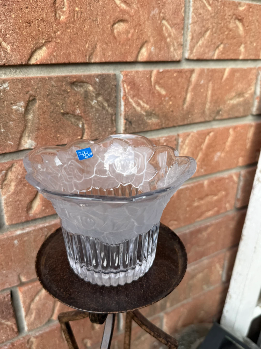 Frosted Glass Rose Candle Holder - photo 2
